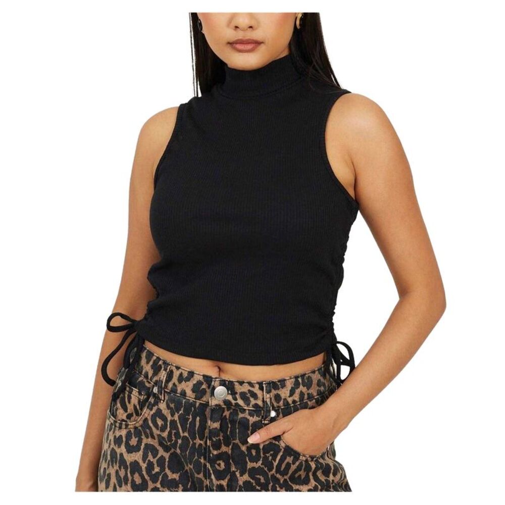 Brave Soul Womens/Ladies Ribbed High Collar Top / Black